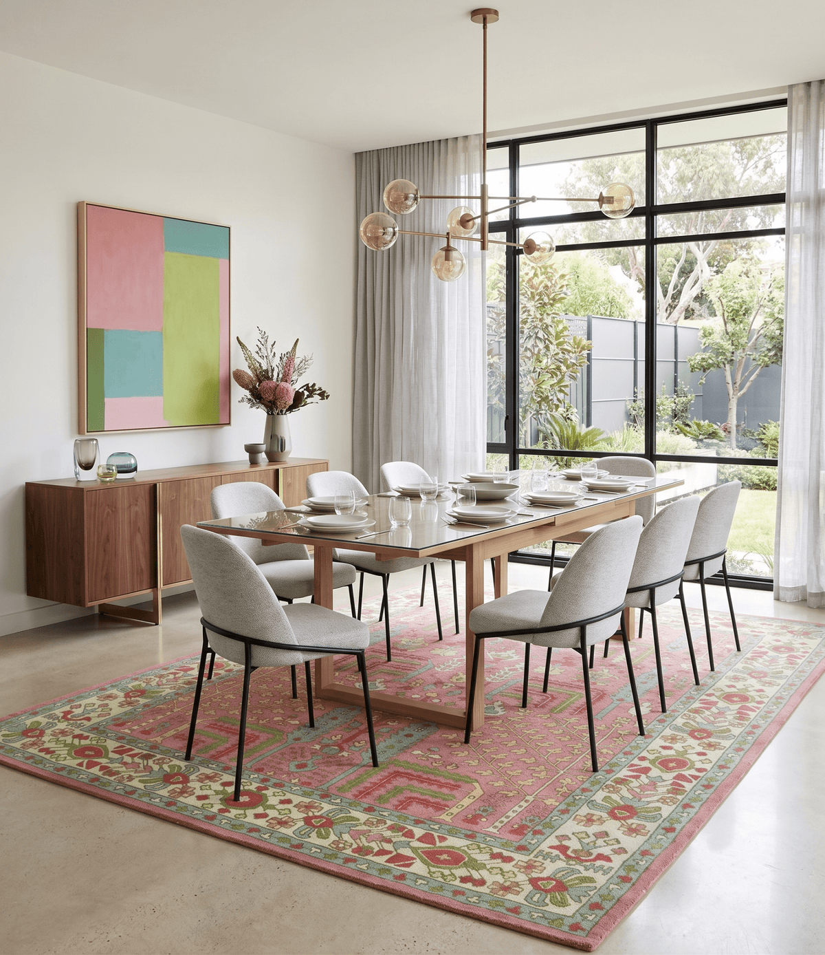 Custom Made Tree of life Traditional Floral Dark Peach, Beige and Green wool Area Rug.