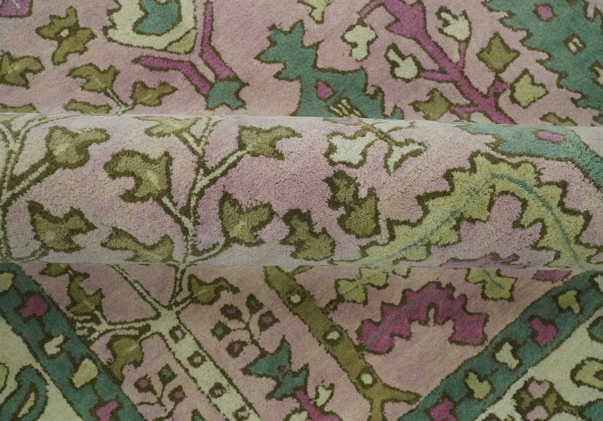 Custom Made Tree of life Traditional Floral Light Purple, Green, Olive and Beige Hand Tufted wool Area Rug.