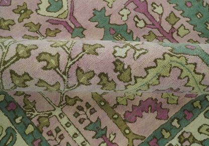 Custom Made Tree of life Traditional Floral Light Purple, Green, Olive and Beige Hand Tufted wool Area Rug.