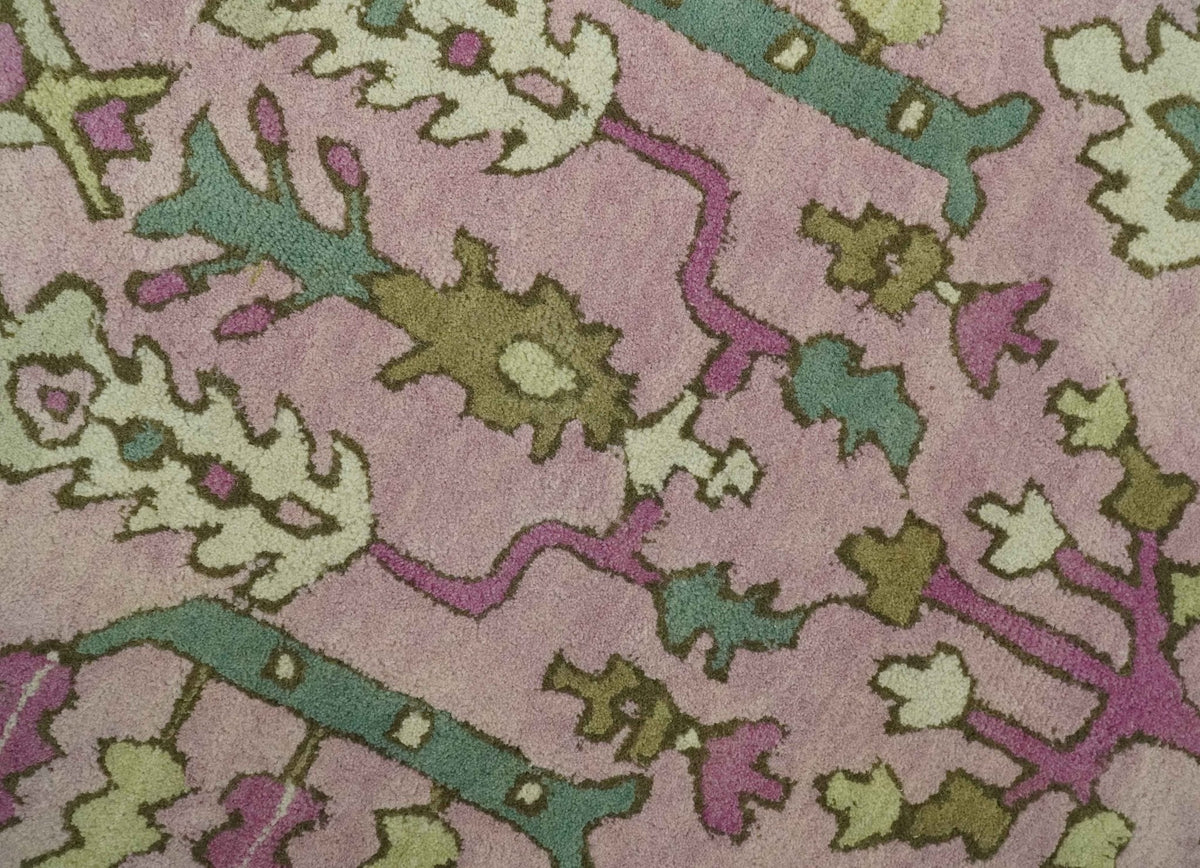 Custom Made Tree of life Traditional Floral Light Purple, Green, Olive and Beige Hand Tufted wool Area Rug.