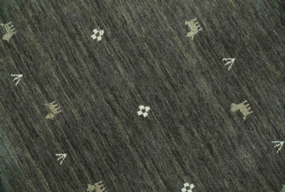 Custom Made Tribal Gabbeh Dark Green wool Area Rug.