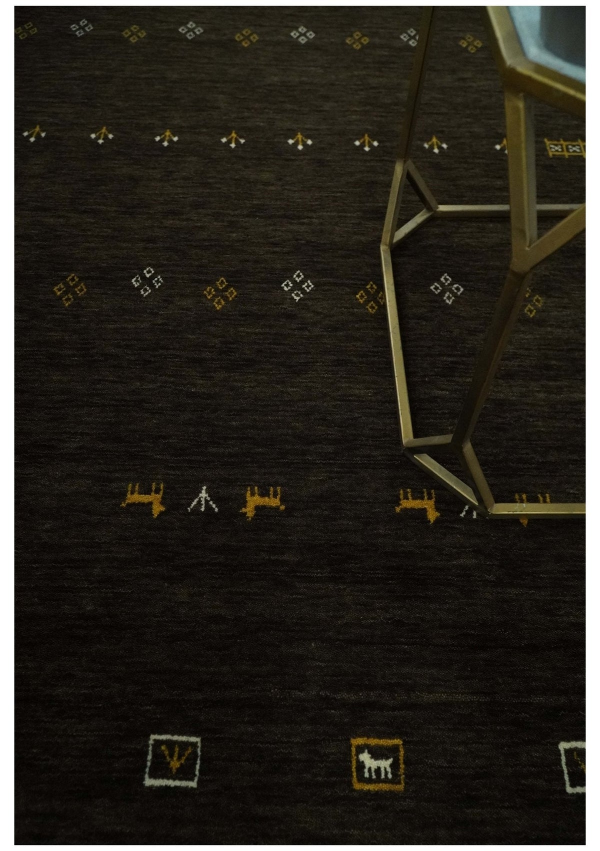 Custom Made Tribal look Greenish-Brown Traditional Hand loom Wool Area Rug.