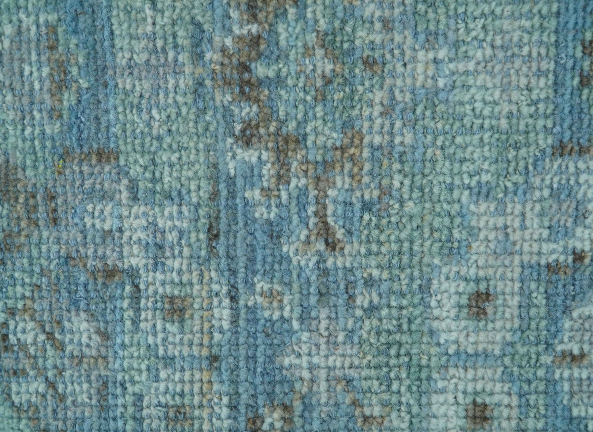 Custom Made Turkish Design Blue And Gray Hand Knotted Afghan Wool Area Rug.