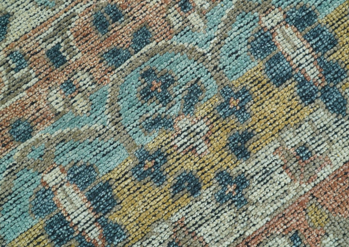 Custom Made Turkish Design Multi color Hand Knotted Wool Rug.