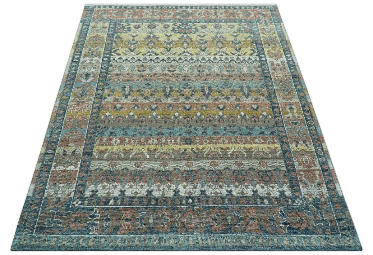 Custom Made Turkish Design Multi color Hand Knotted Wool Rug.