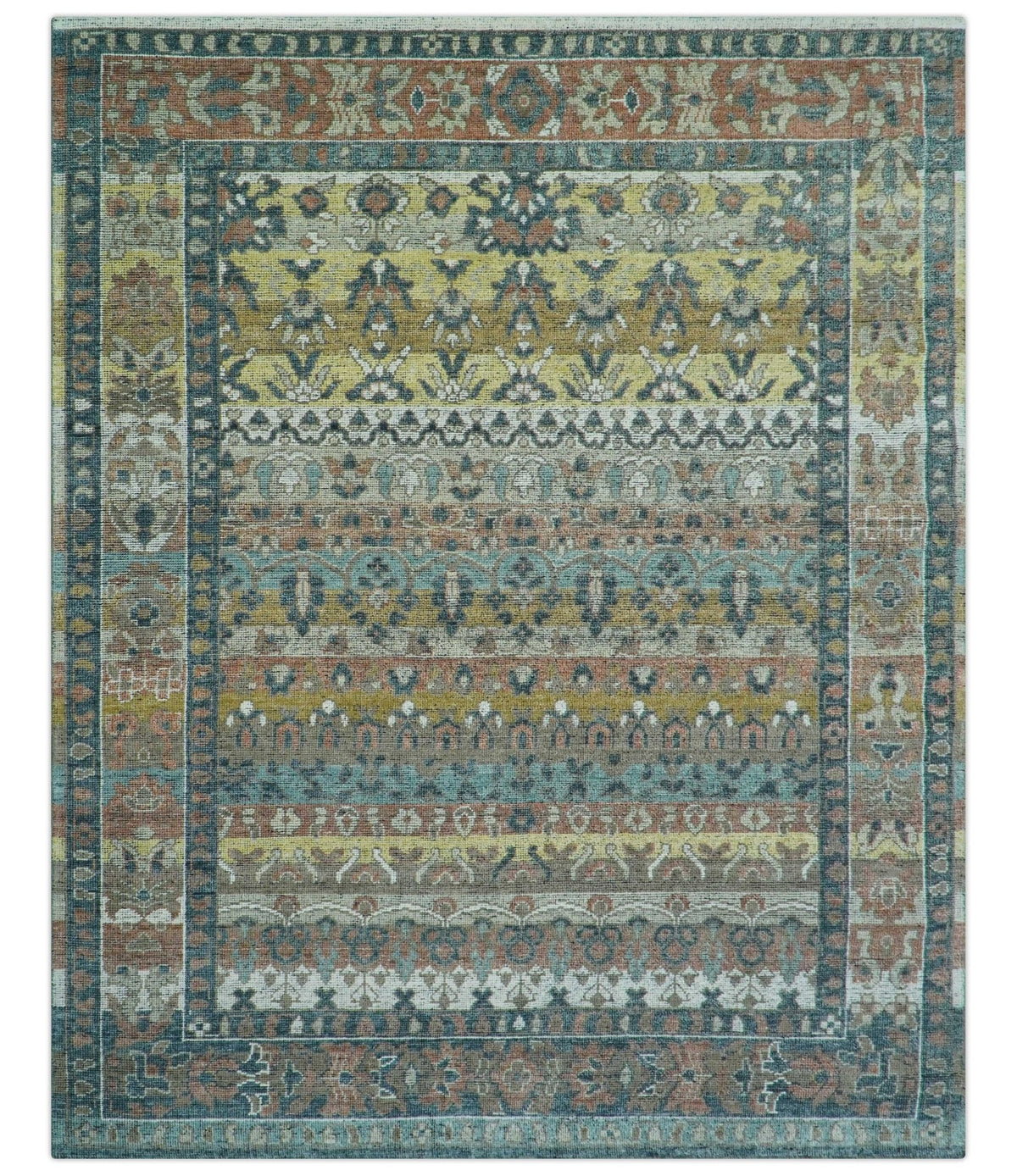 Custom Made Turkish Design Multi color Hand Knotted Wool Rug.