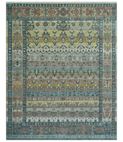 Custom Made Turkish Design Multi color Hand Knotted Wool Rug.