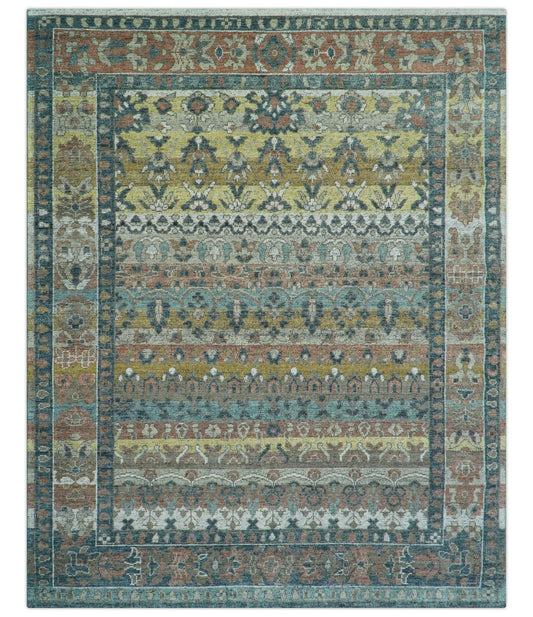 Custom Made Turkish Design Multi color Hand Knotted Wool Rug.