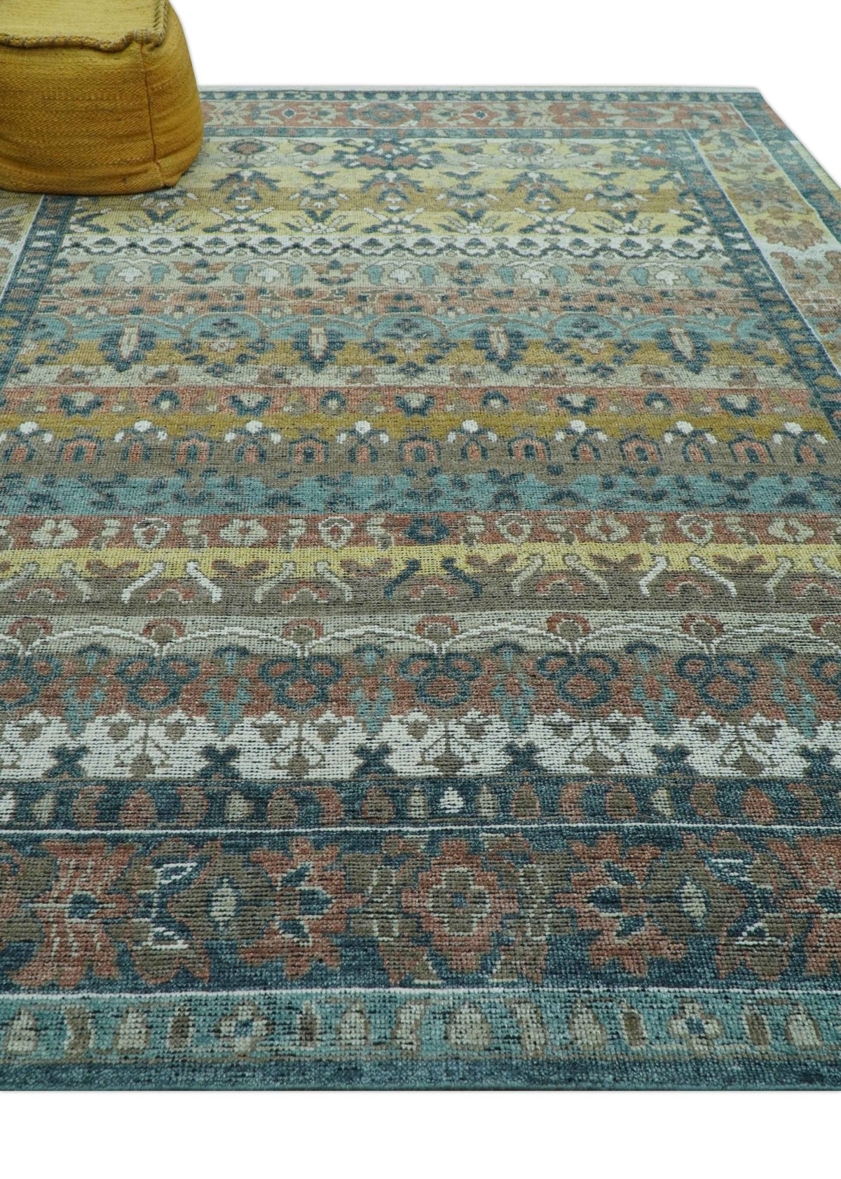 Custom Made Turkish Design Multi color Hand Knotted Wool Rug.
