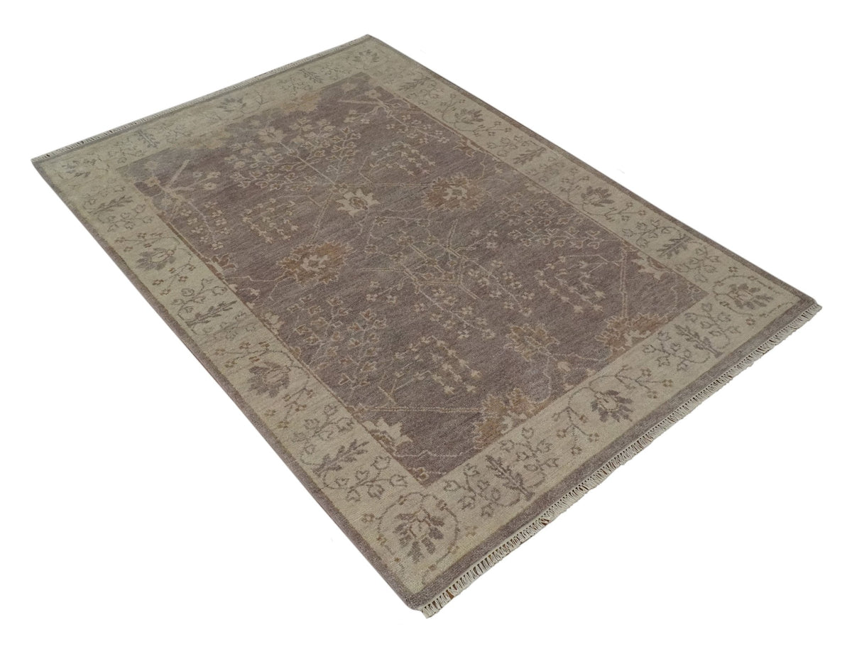 Custom Made Vintage Style Tree of life Brown And Beige Hand Knotted Wool Rug.
