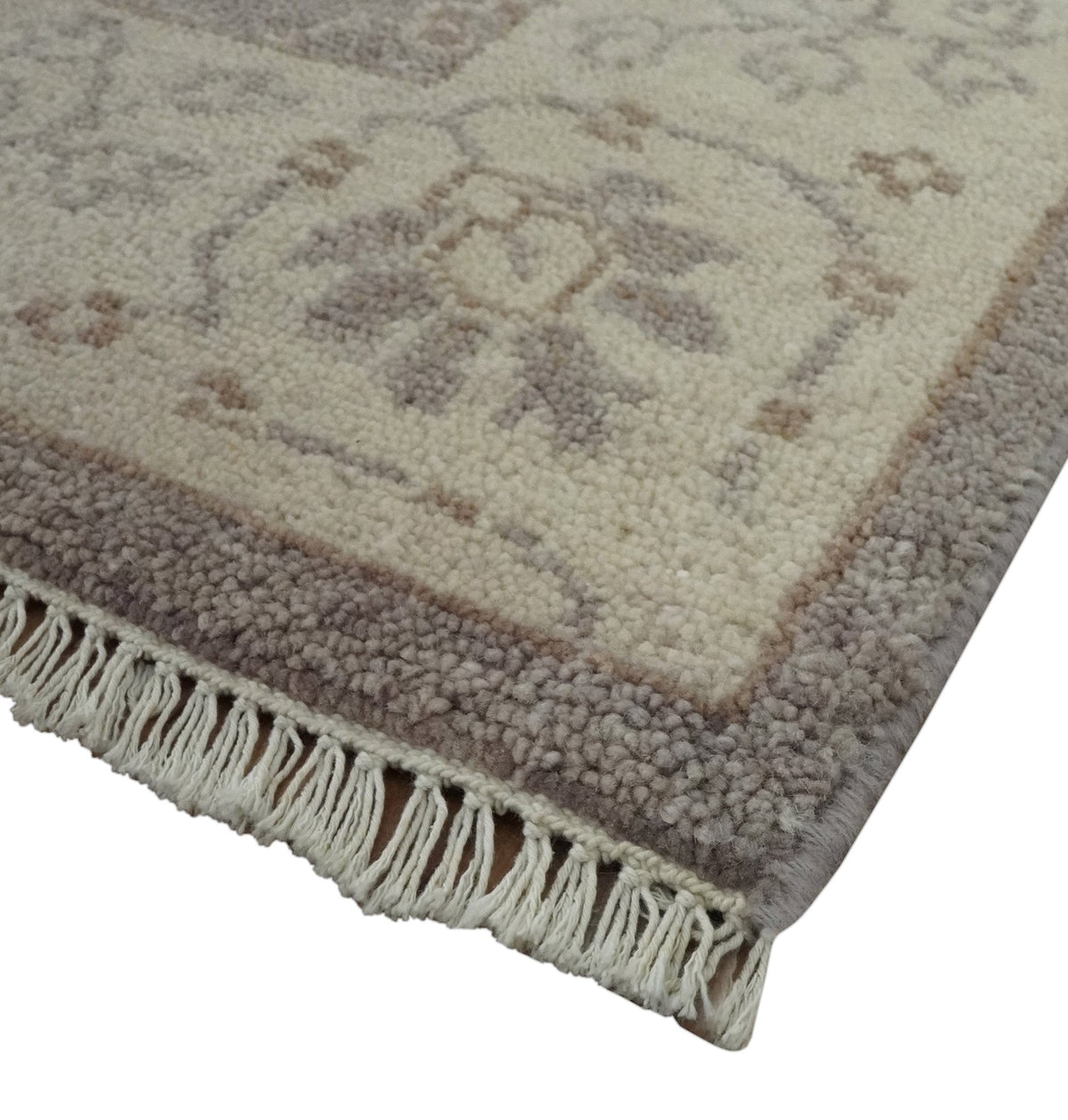 Custom Made Vintage Style Tree of life Brown And Beige Hand Knotted Wool Rug.