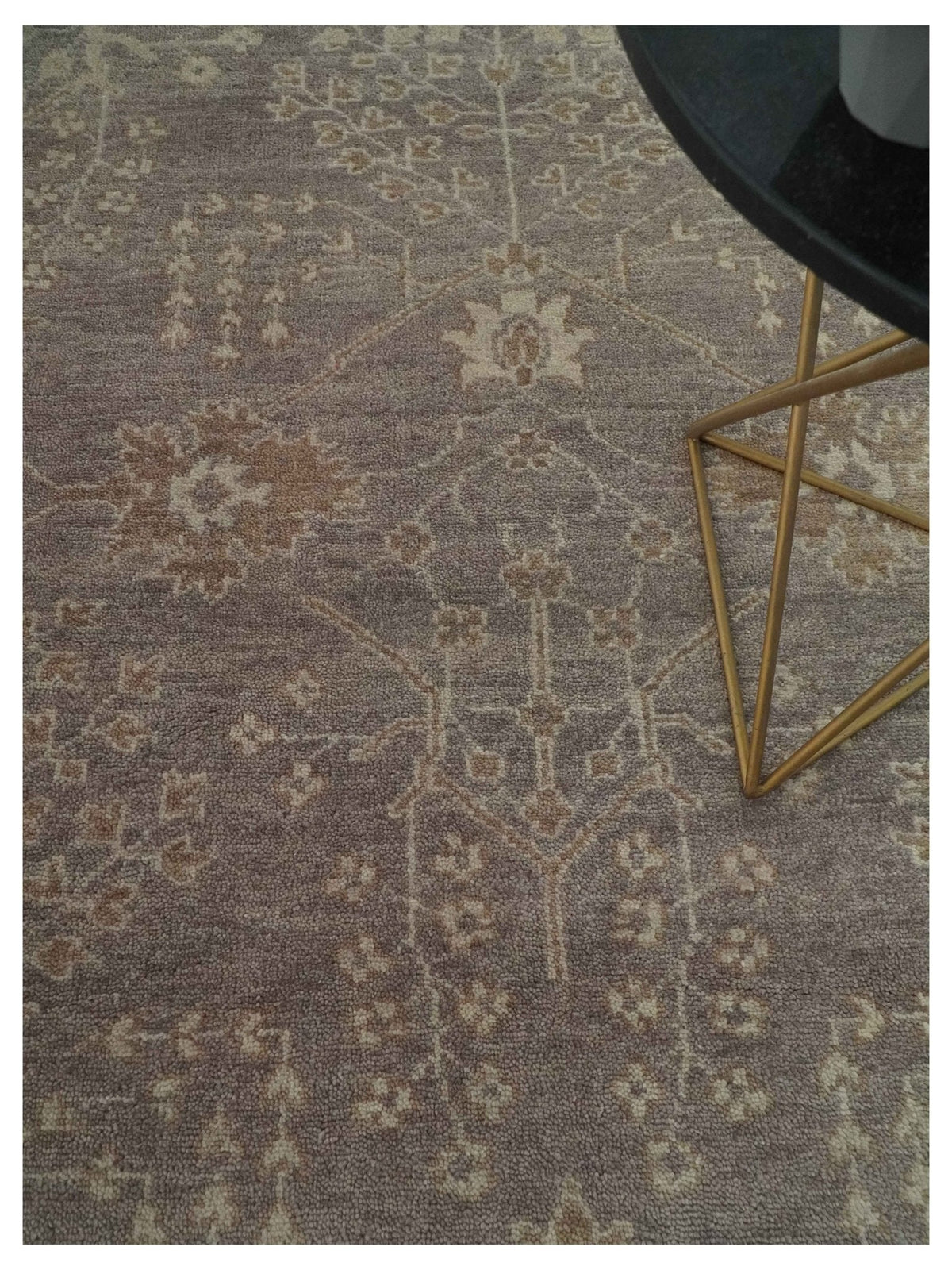 Custom Made Vintage Style Tree of life Brown And Beige Hand Knotted Wool Rug.