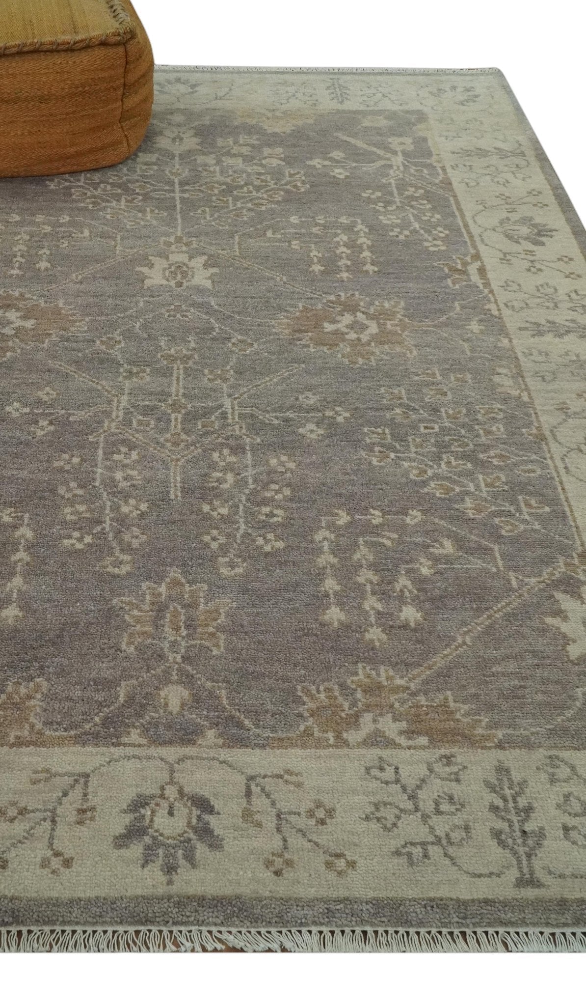 Custom Made Vintage Style Tree of life Brown And Beige Hand Knotted Wool Rug.