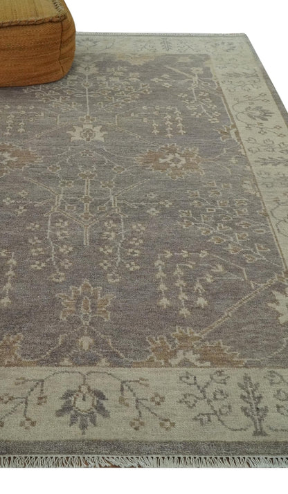 Custom Made Vintage Style Tree of life Brown And Beige Hand Knotted Wool Rug.