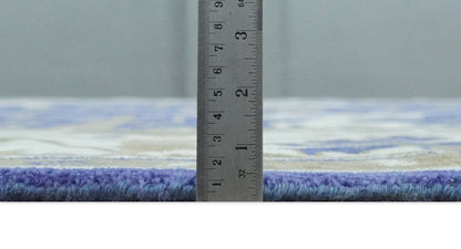 Custom Made Violet, Ivory and Olive Traditional Hand knotted Oriental Oushak wool Area Rug.