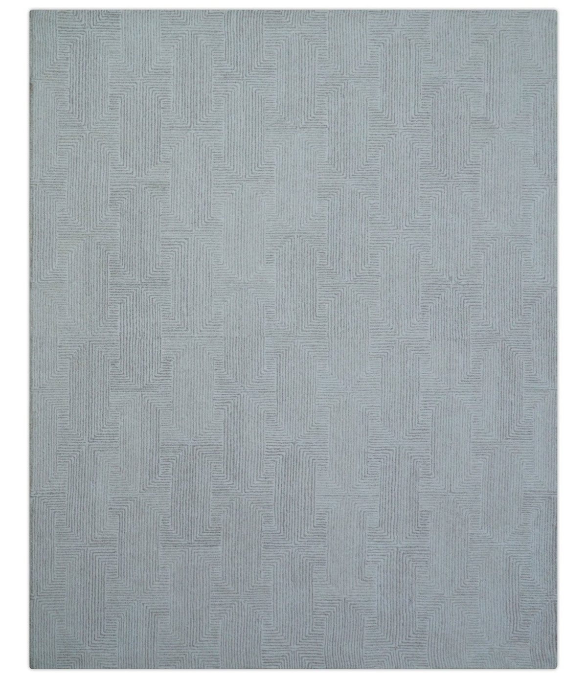 Custom Made White Beige Modern Style Hand Tufted Wool Area Rug.