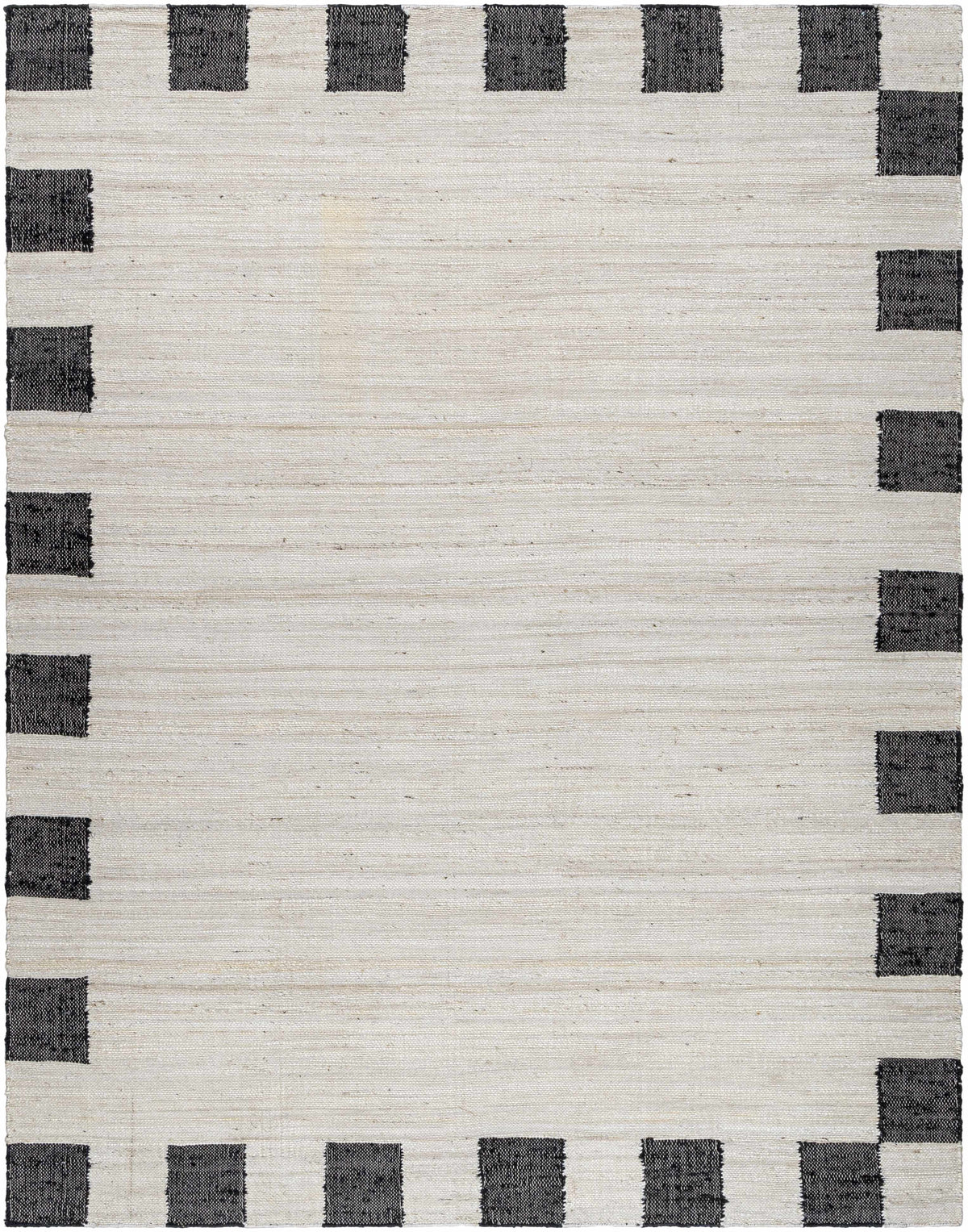 Rocio Dotted Bordered White Jute Carpet.