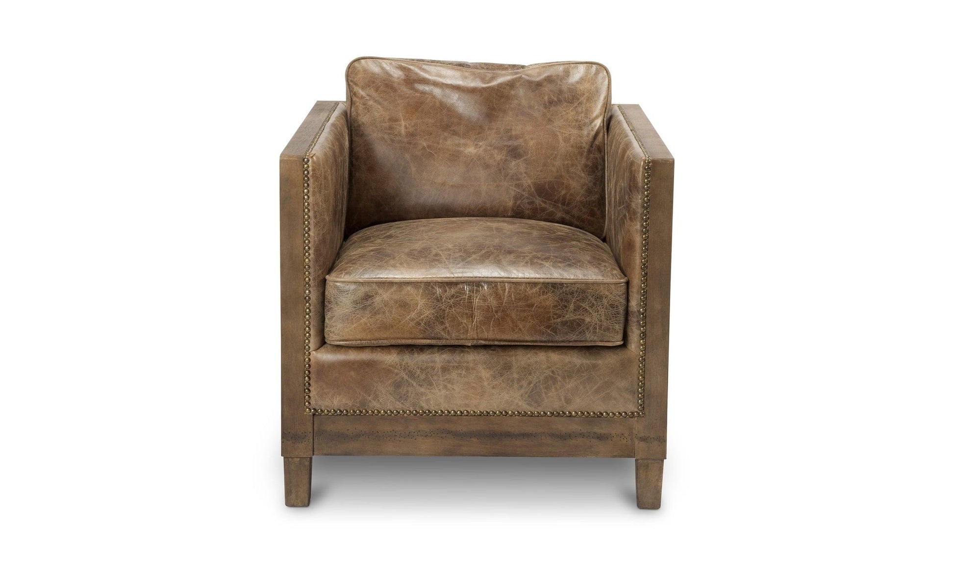 Moe's Home Collection DARLINGTON CLUB CHAIR GRAZED BROWN LEATHER DARLINGTON CLUB CHAIR GRAZED BROWN LEATHER
