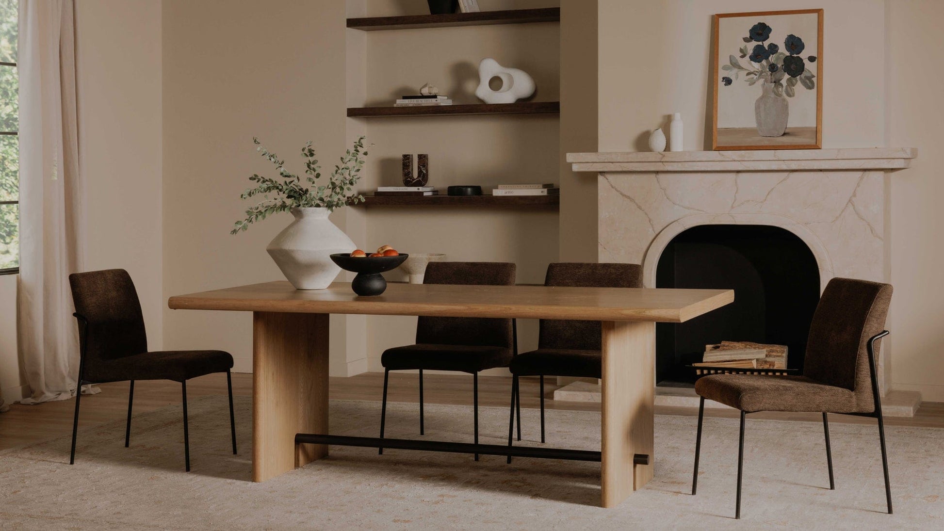 Moe's Home Collection Dining Chairs Danny Dining Chair Dark Brown Set of Two Danny Dining Chair Dark Brown Set of Two