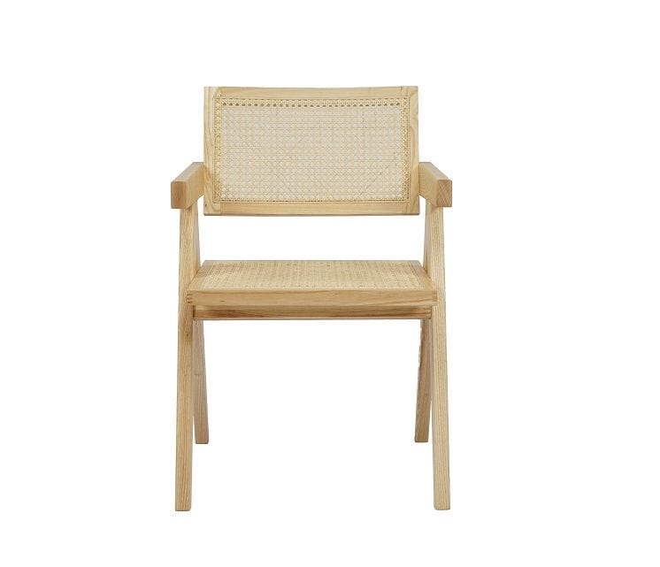 VIG Furniture Dining Chairs Modrest Aurora Modern Light Rattan and Natural Ash Dining Arm Chair