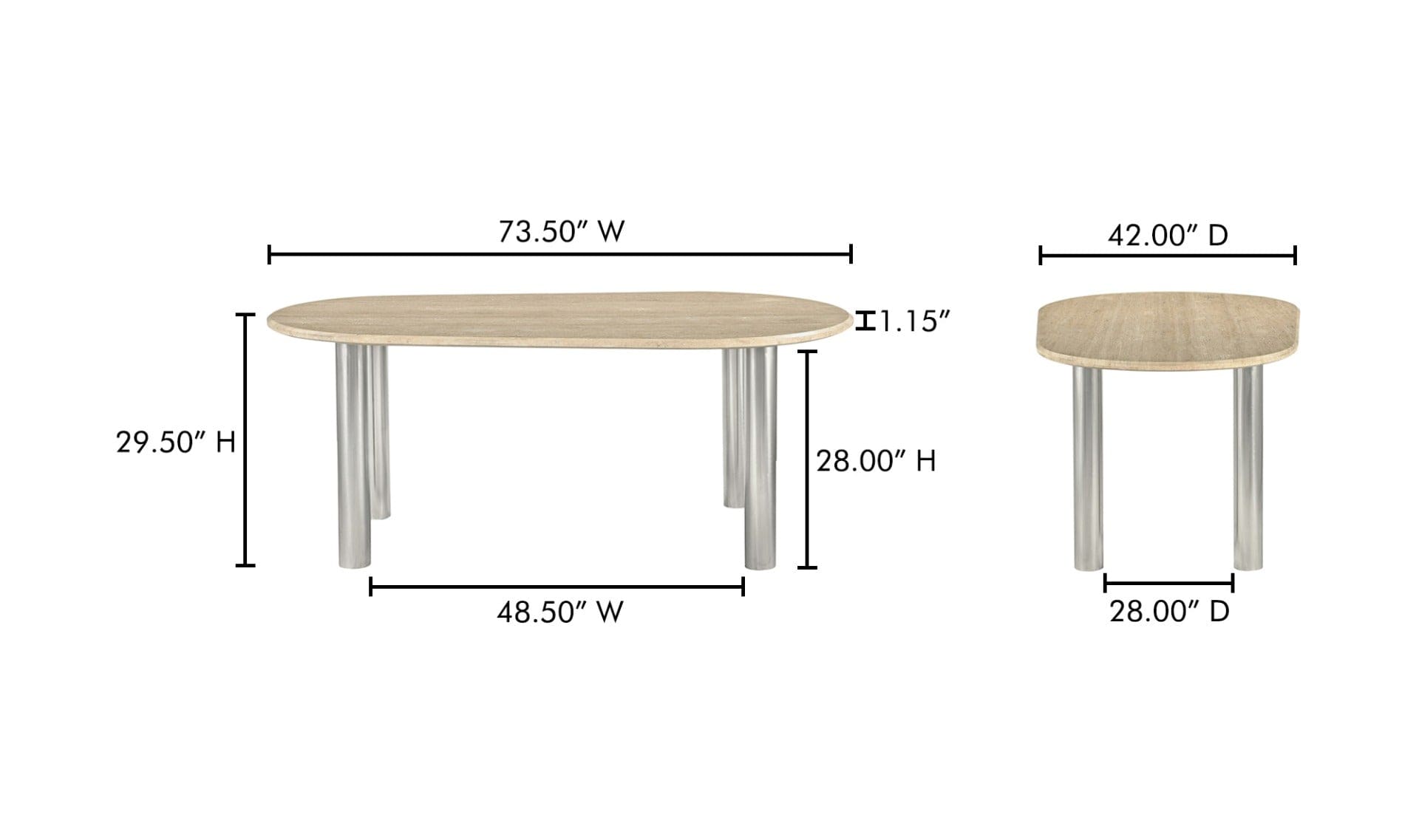 Moe's Home Collection Dining Table Fia Dining Table Travertine Fia Dining Table Travertine