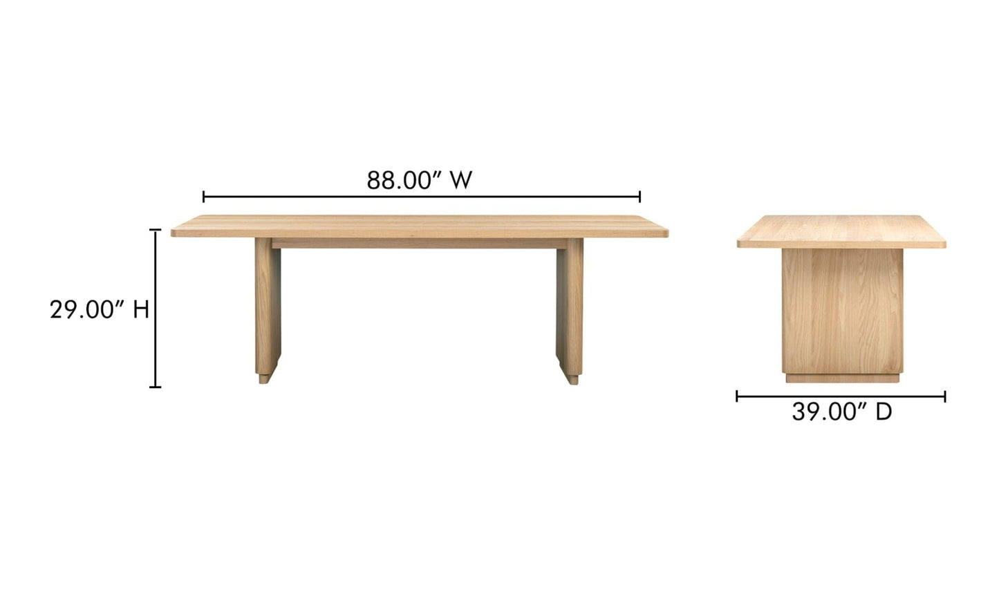 Moe's Home Collection Dining Table Round Off Small Dining Table Natural Oak Round Off Small Dining Table Natural Oak