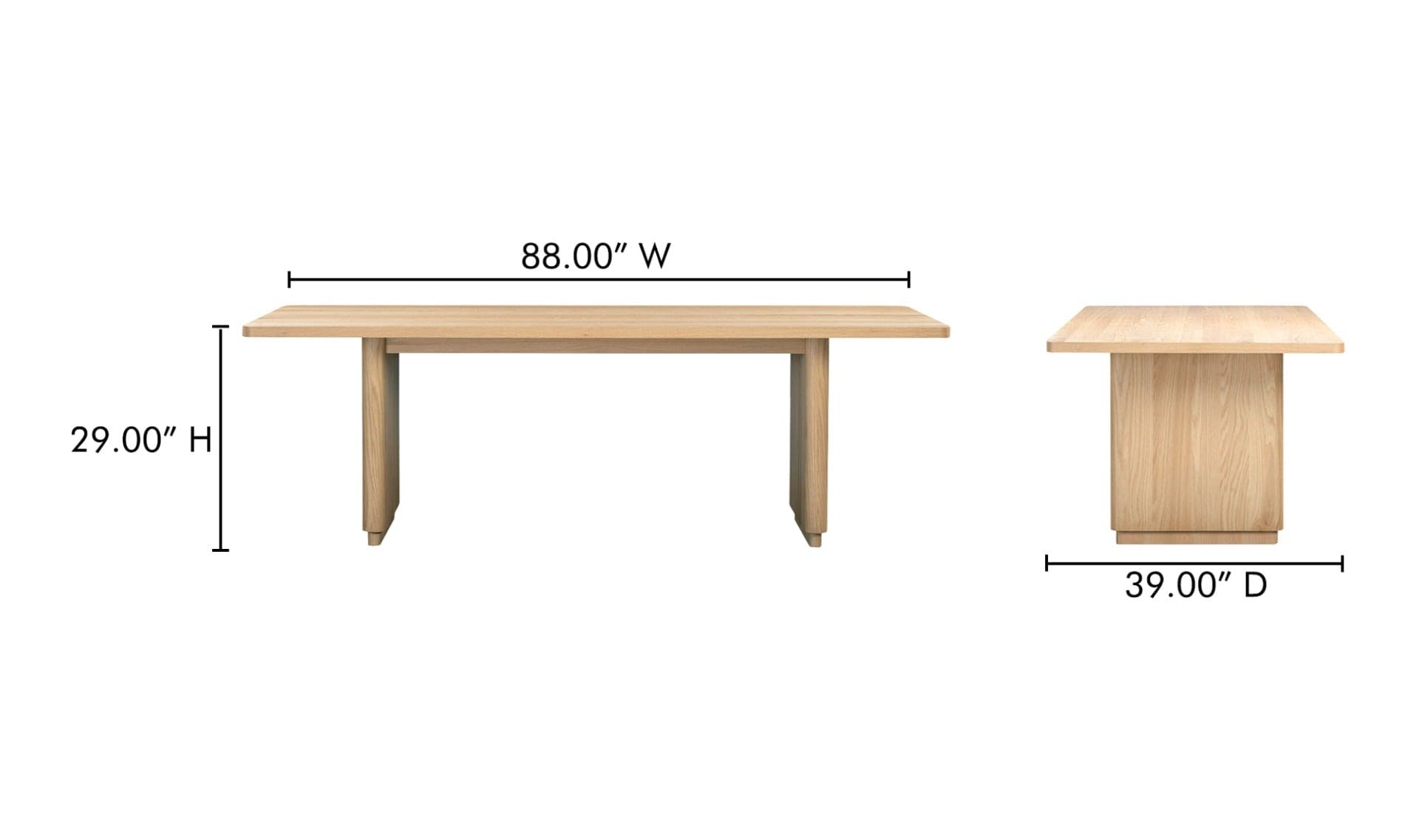Moe's Home Collection Dining Table Round Off Small Dining Table Natural Oak Round Off Small Dining Table Natural Oak