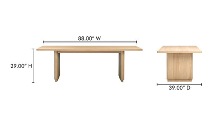 Moe's Home Collection Dining Table Round Off Small Dining Table Natural Oak Round Off Small Dining Table Natural Oak