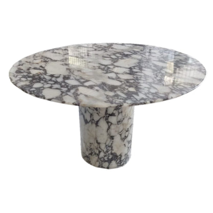 Villohome | Online Flooring Shop Dinner Table Marble / (D)48" (H)30" / Polished Calacatta Viola Marble Round Dining Table with Round Marble Legs (D)48" (H)30" Calacatta Viola Marble Round Dining Table with Round Marble Legs (D)48" (H)30"