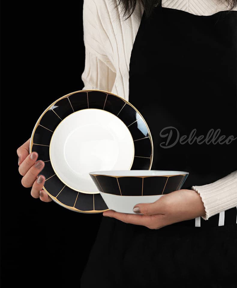 debelleo Dinnerware Nero 16-Piece Plate Set Serves 4