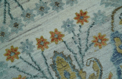 Dragon Custom Made Traditional Design Gray And Ivory Hand Knotted Wool Rug.