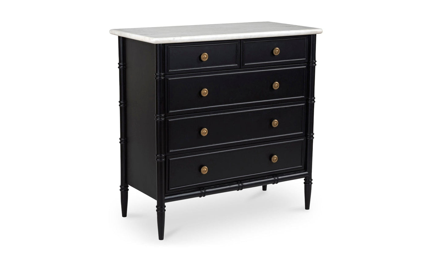 Moe's Home Collection Dressers Eleanor 5 Drawer Chest Black Eleanor 5 Drawer Chest Black