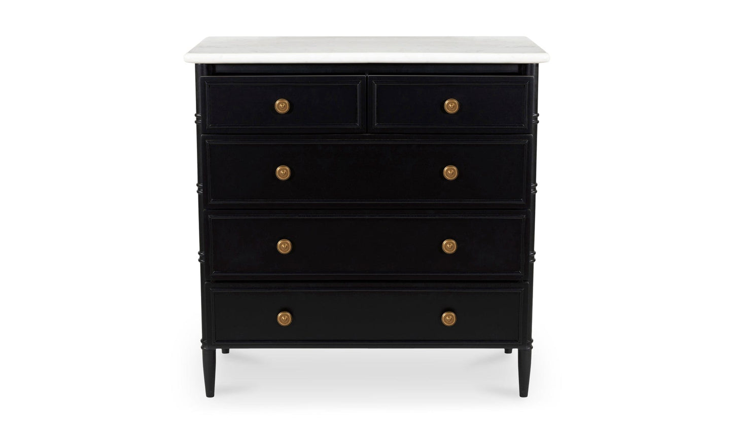 Moe's Home Collection Dressers Eleanor 5 Drawer Chest Black Eleanor 5 Drawer Chest Black
