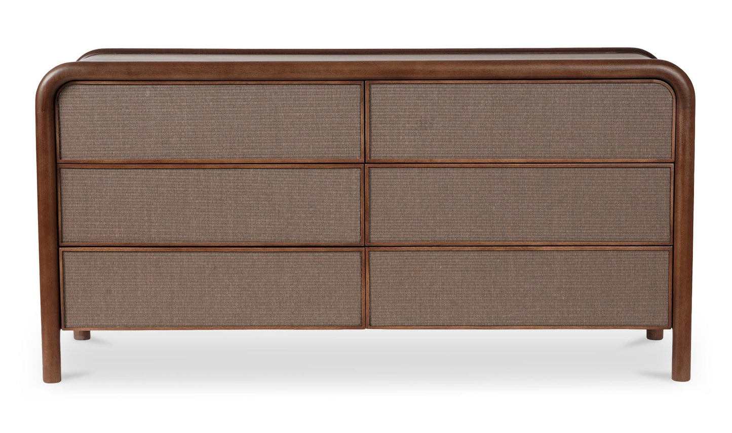 Moe's Home Collection Dressers Rye 6 Drawer Dresser Warm Brown Rye 6 Drawer Dresser Warm Brown