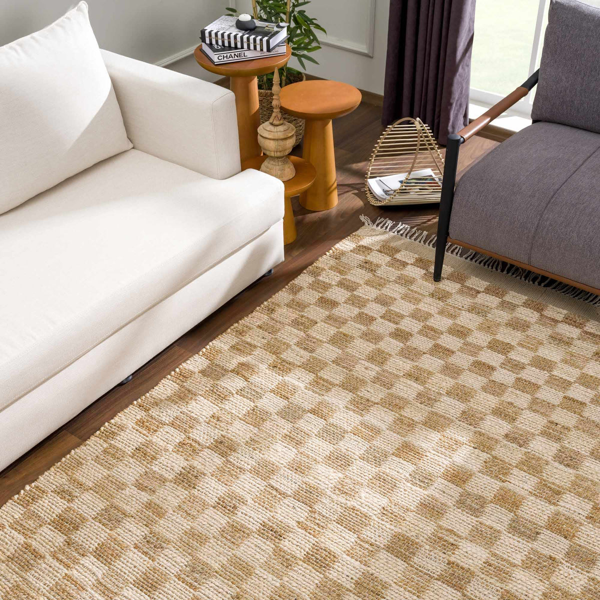 Ionut Checkered Jute Area Rug.