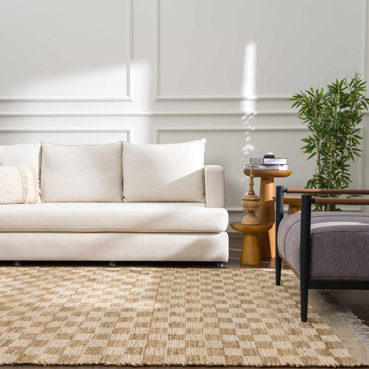 Ionut Checkered Jute Area Rug.