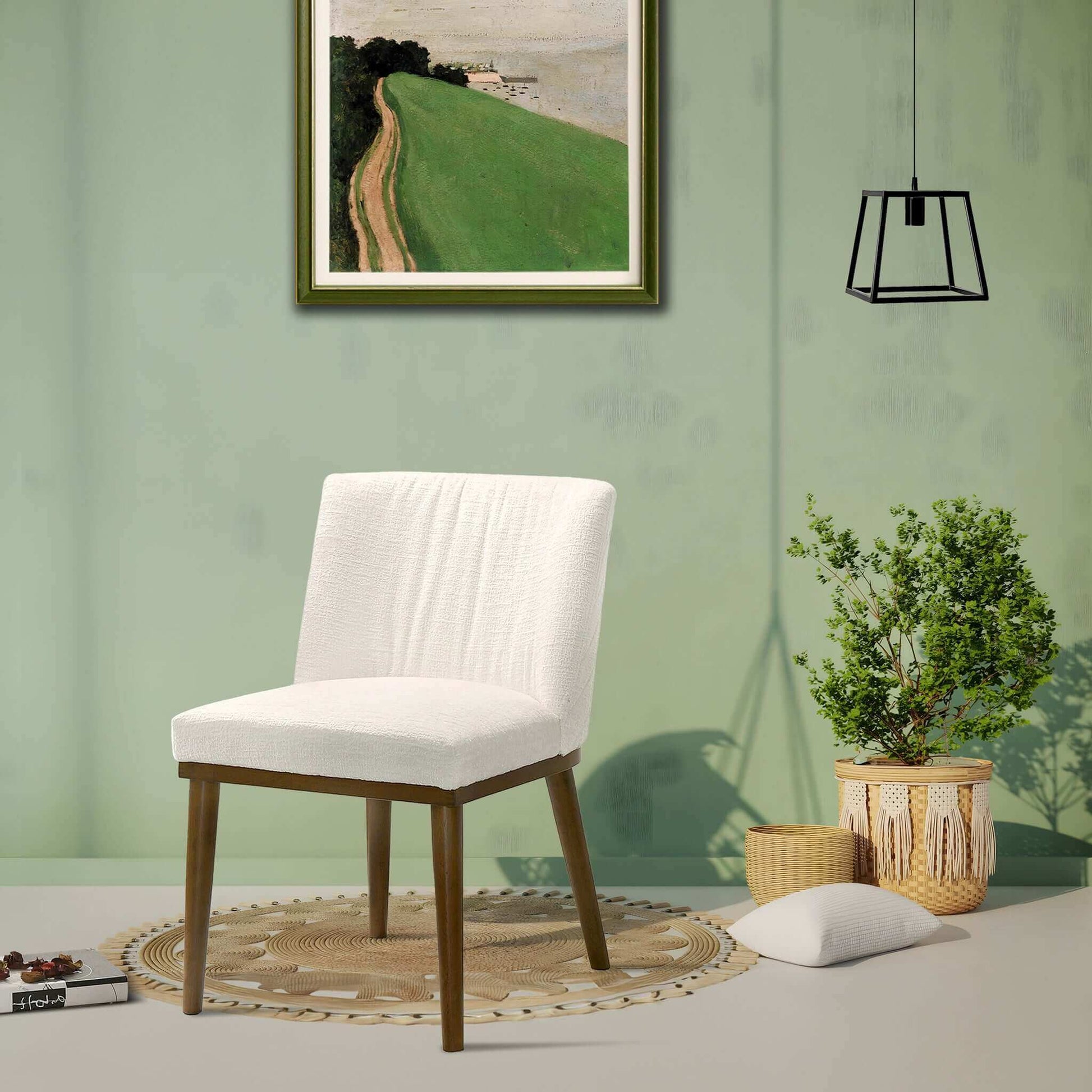 ashcroftfurniture.com Dublın Mid-Century Modern Upholstered White Fabric Dining Chair (Set of 2)