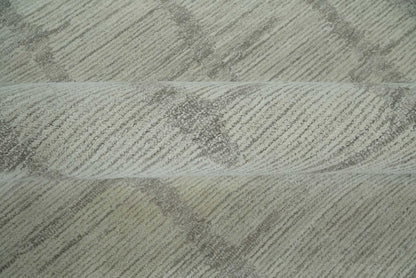 Earthy Modern Stripes Design Custom Made Ivory, Silver and Gray Hand Tufted Rug.