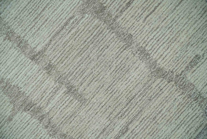 Earthy Modern Stripes Design Custom Made Ivory, Silver and Gray Hand Tufted Rug.