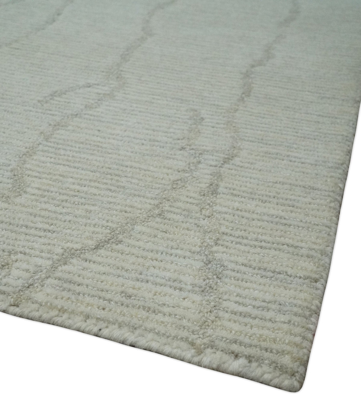 Earthy Neutral Custom Made Hand Tufted Multi Size Woolen Modern Ivory and Beige Area Rug.