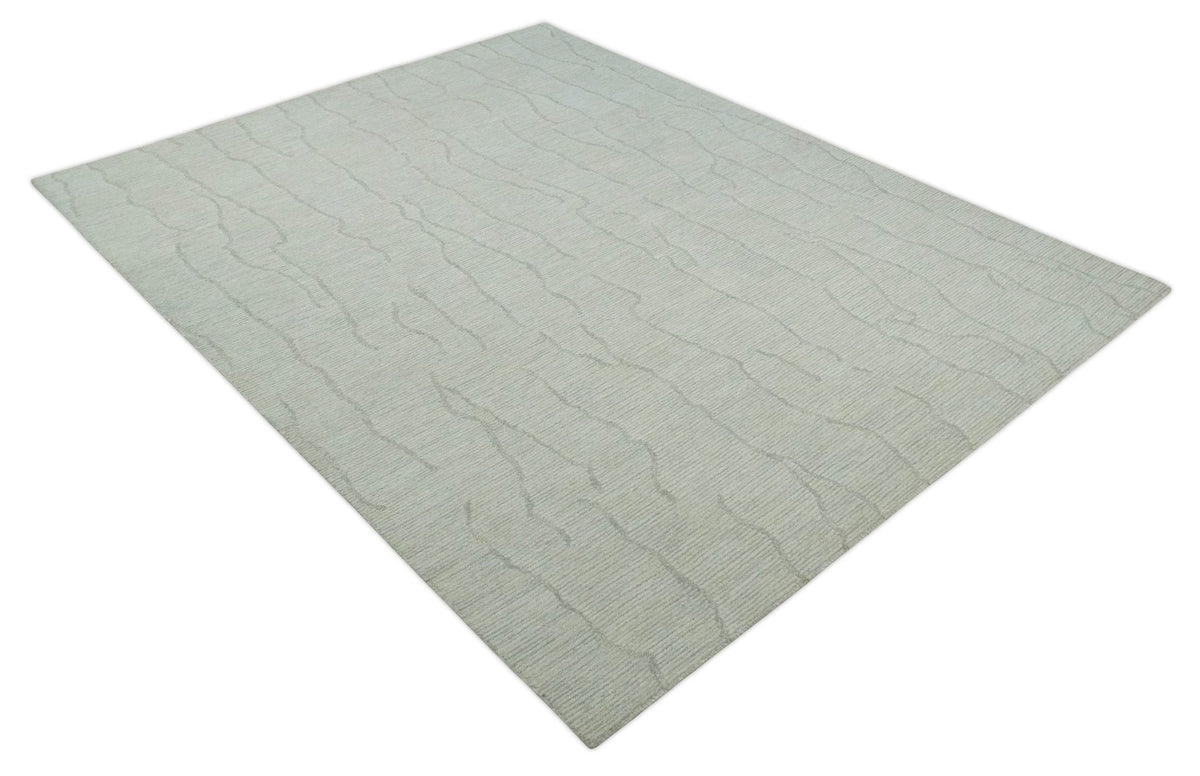 Earthy Neutral Custom Made Hand Tufted Multi Size Woolen Modern Ivory and Beige Area Rug.