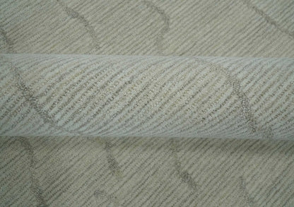 Earthy Neutral Custom Made Hand Tufted Multi Size Woolen Modern Ivory and Beige Area Rug.