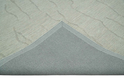 Earthy Neutral Custom Made Hand Tufted Multi Size Woolen Modern Ivory and Beige Area Rug.