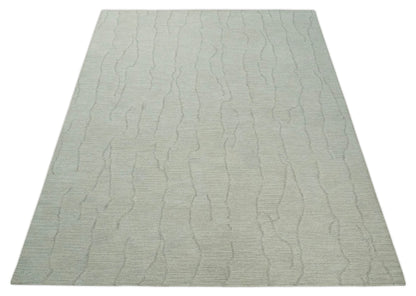 Earthy Neutral Custom Made Hand Tufted Multi Size Woolen Modern Ivory and Beige Area Rug.