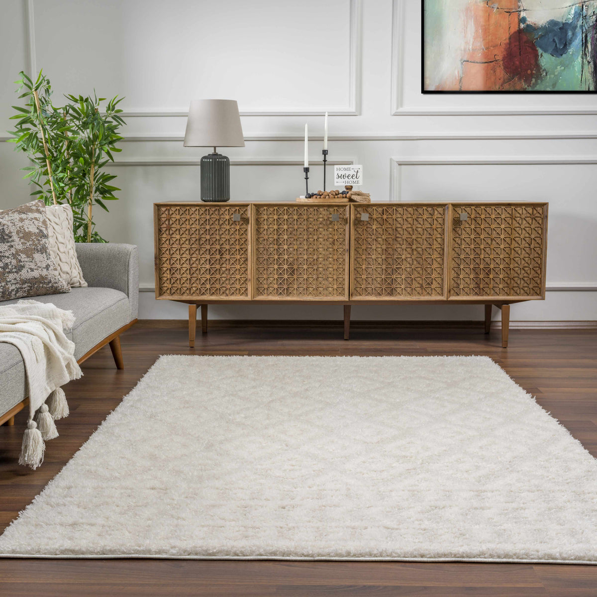Eivin Cream Diamonds Plush Rug