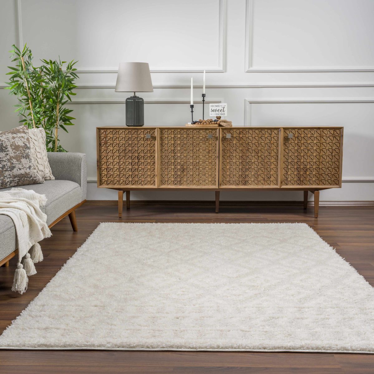 Eivin Cream Diamonds Plush Rug
