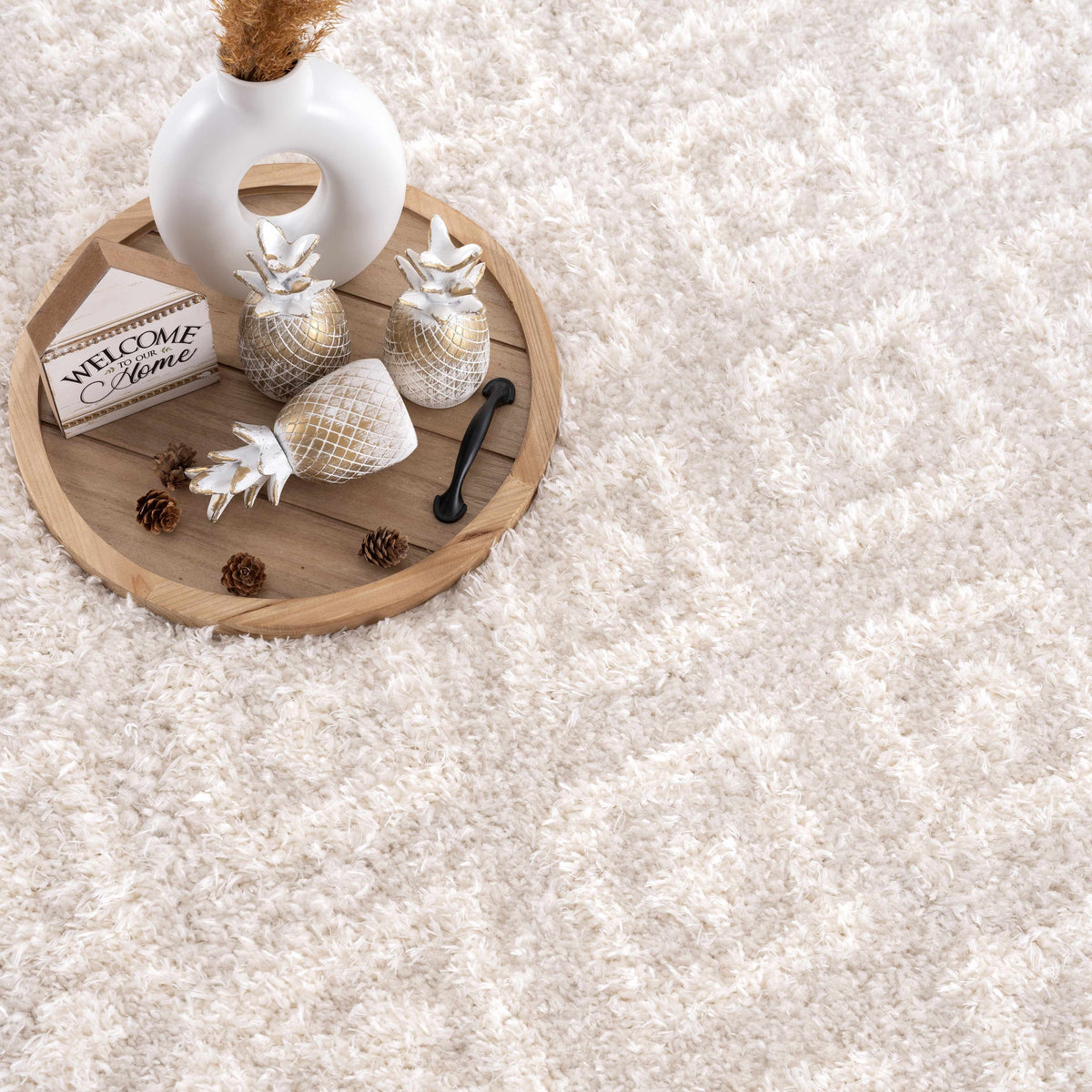 Eivin Cream Diamonds Plush Rug