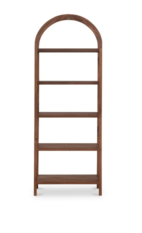 Moe's Home Collection Walnut Eero Bookcase Organic Bookshelf Slab with Glass Shelves