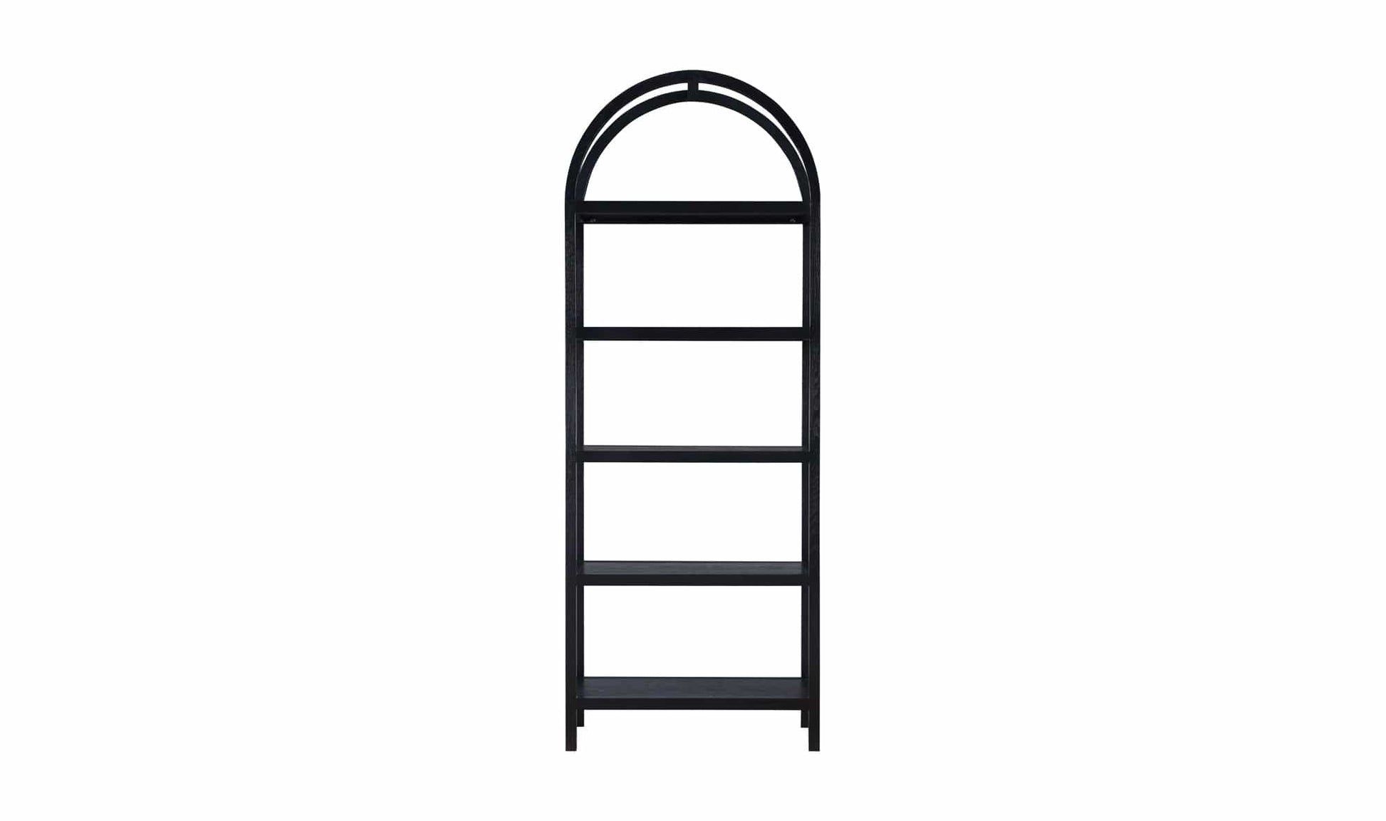 Moe's Oak Painted Black EERO BOOKCASE Organic Bookshelf Slab with Glass Shelves