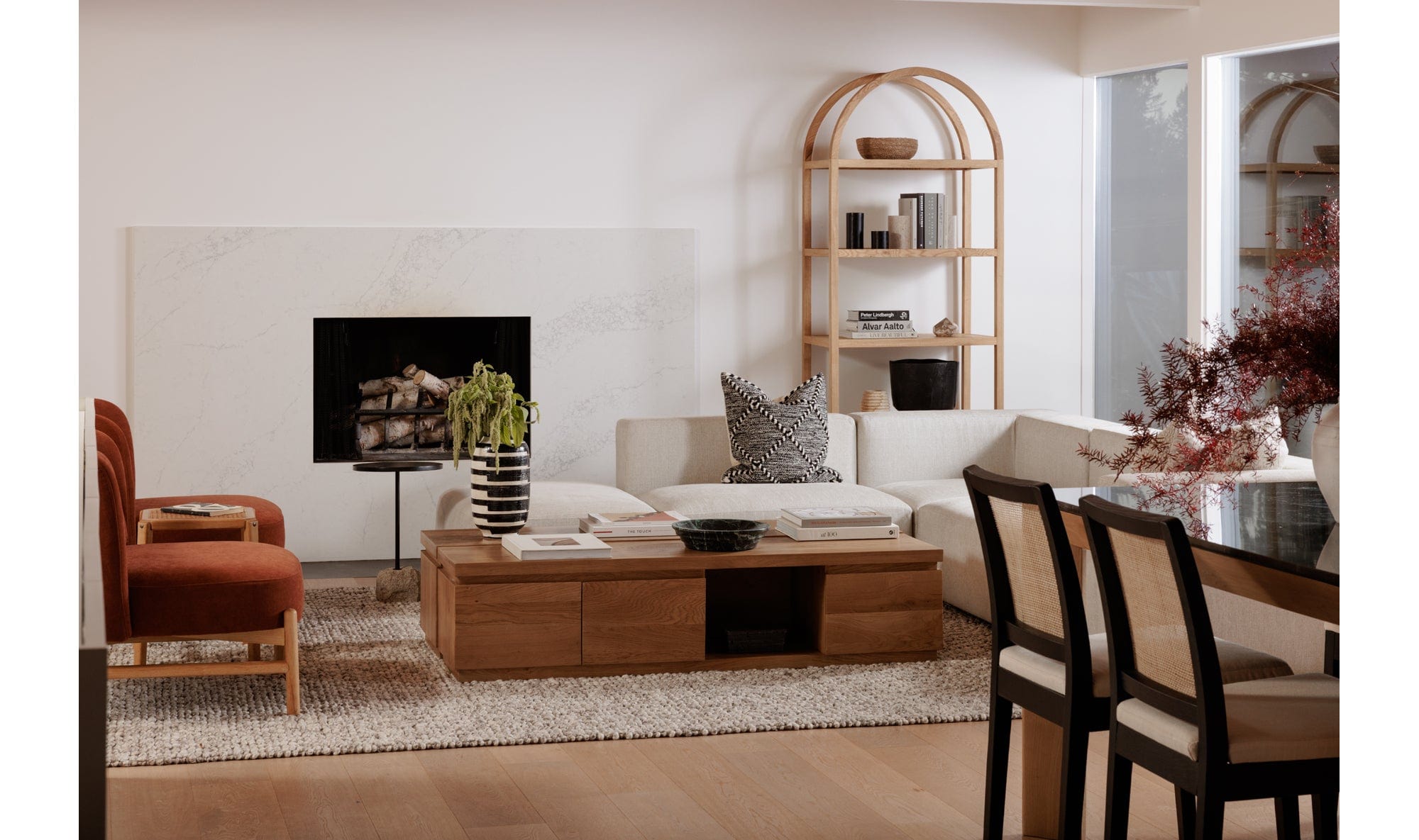 Moe's EERO BOOKCASE Organic Bookshelf Slab with Glass Shelves